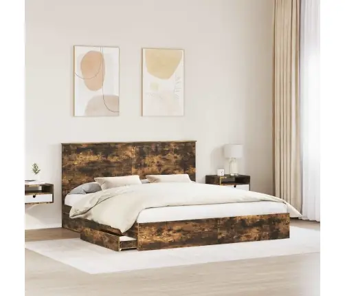 Saugos Lova Rūkyta Ąžuolas 180 X 200 Cm Apdirbta Mediena