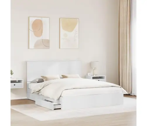 Glabāšanas Gulta Balts 160 X 200 Cm Inženierijas Koks Vidaxl