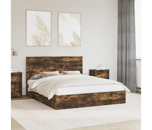 Saugos Lova Rūkyta Ąžuolas 160 X 200 Cm Apdirbta Mediena