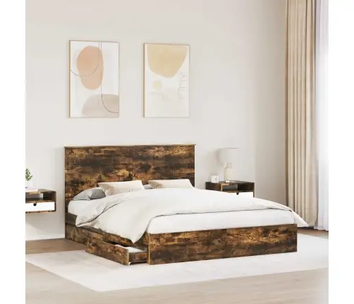 Saugos Lova Rūkyta Ąžuolas 160 X 200 Cm Apdirbta Mediena