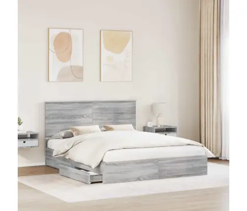 Laos Voodi Peaga Sahtliga Hall Sonoma 160 X 200 Cm Tehispuit