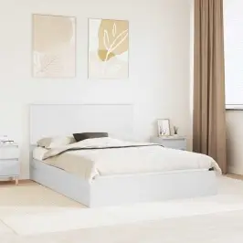 Glabāšanas Gulta Balts 150 X 200 Cm Inženierijas Koks Vidaxl