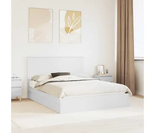 Glabāšanas Gulta Balts 150 X 200 Cm Inženierijas Koks Vidaxl