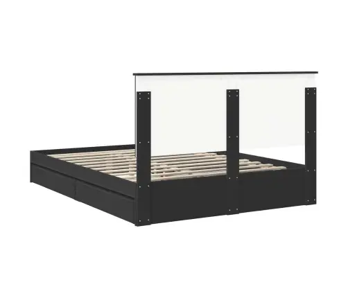 Glabāšanas Gulta Melna 150 X 200 Cm Inženierijas Koks Vidaxl