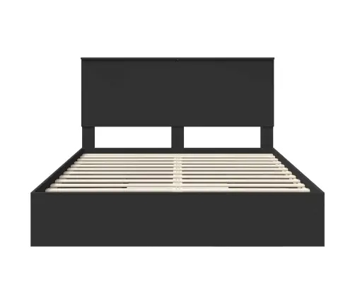 Glabāšanas Gulta Melna 150 X 200 Cm Inženierijas Koks Vidaxl