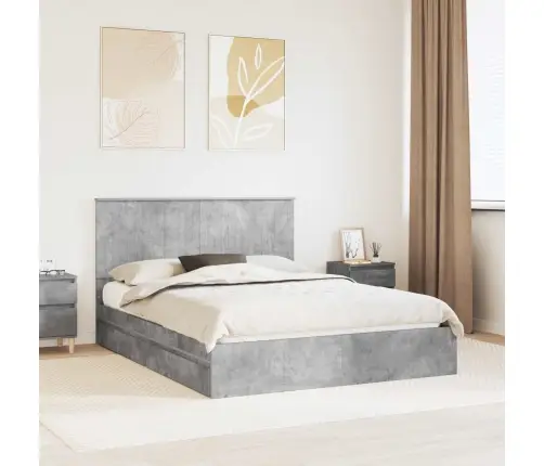 Laos Voodi Peaga Sahtliga Betoonhall 150 X 200 Cm Tehispuit