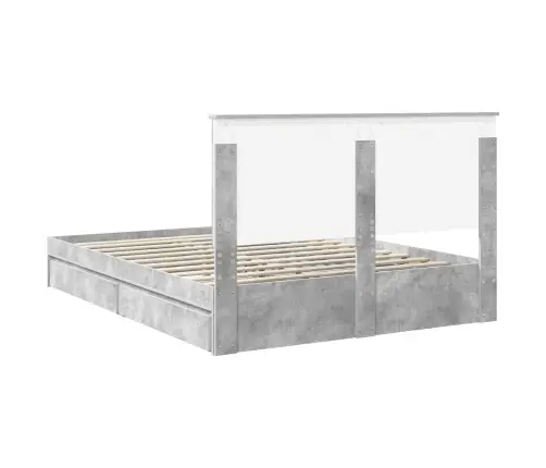 Laos Voodi Peaga Sahtliga Betoonhall 150 X 200 Cm Tehispuit