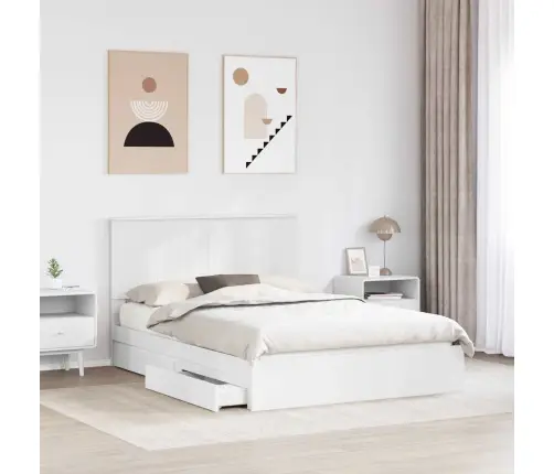 Saugos Lova Su Galvūgalio Balta 140 X 200 Cm Apdirbta Mediena