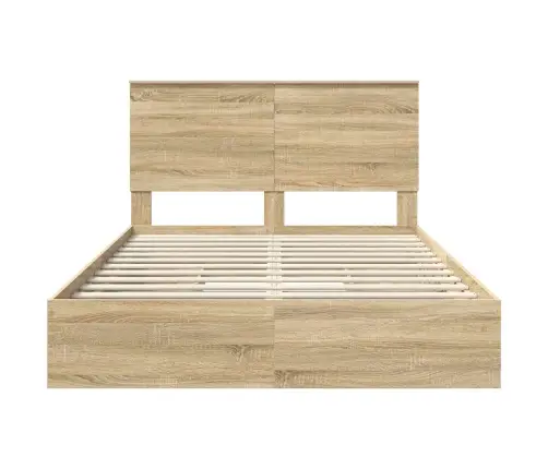 Glabāšanas Gulta Sonoma Ozols 140 X 200 Cm Inženierijas Koks Vidaxl