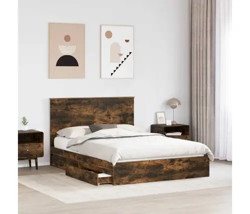 Saugos Lova Rūkyta Ąžuolas 140 X 200 Cm Apdirbta Mediena