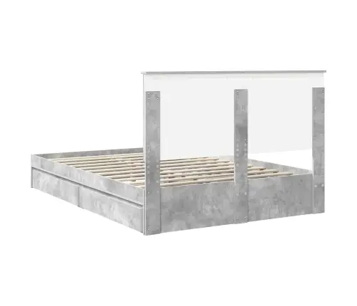 Glabāšanas Gulta Betona Pelēks 140 X 190 Cm Inženierijas Koks Vidaxl