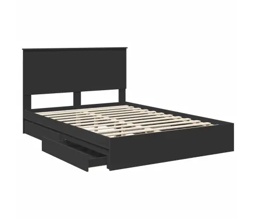 Saugos Lova Su Galvūgalio Juoda 135 X 190 Cm Apdirbta Mediena