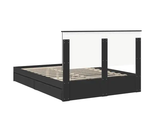 Saugos Lova Su Galvūgalio Juoda 135 X 190 Cm Apdirbta Mediena