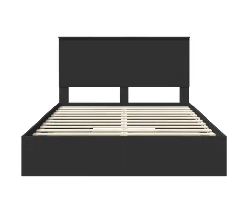 Saugos Lova Su Galvūgalio Juoda 135 X 190 Cm Apdirbta Mediena