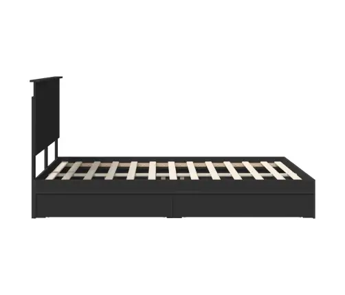 Saugos Lova Su Galvūgalio Juoda 135 X 190 Cm Apdirbta Mediena