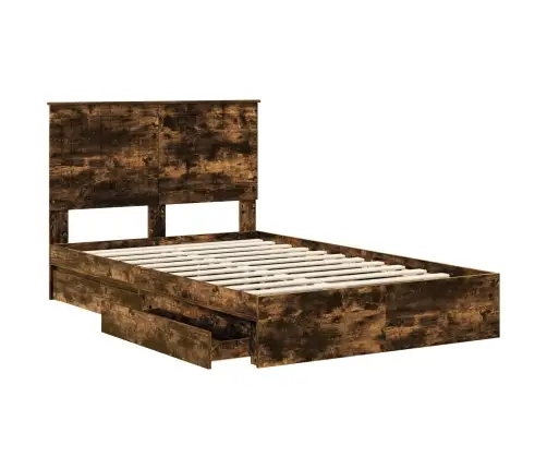 Glabāšanas Gulta Dūmaka Ozols 120 X 190 Cm Inženierijas Koks Vidaxl