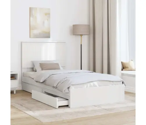 Glabāšanas Gulta Balts 100 X 200 Cm Inženierijas Koks Vidaxl