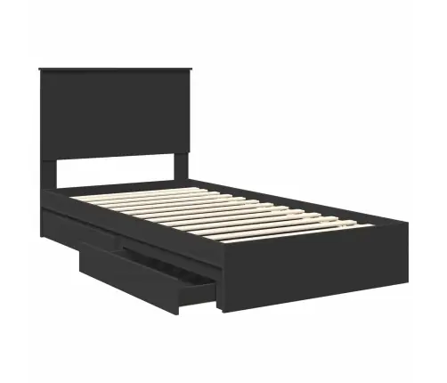 Saugos Lova Su Galvūgalio Juoda 100 X 200 Cm Apdirbta Mediena