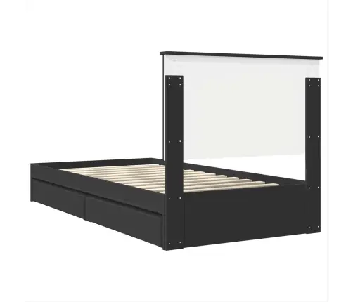 Saugos Lova Su Galvūgalio Juoda 100 X 200 Cm Apdirbta Mediena