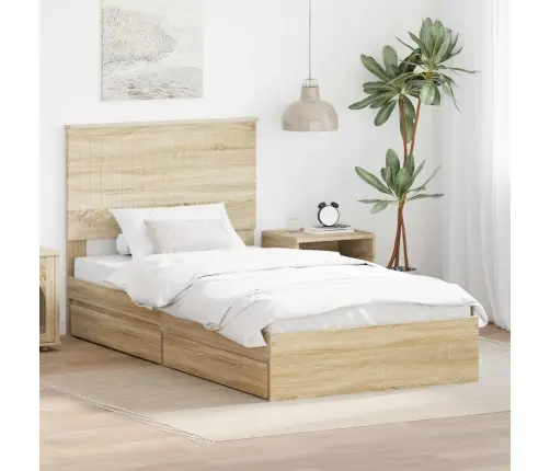 Glabāšanas Gulta Sonoma Ozols 100 X 200 Cm Inženierijas Koks Vidaxl