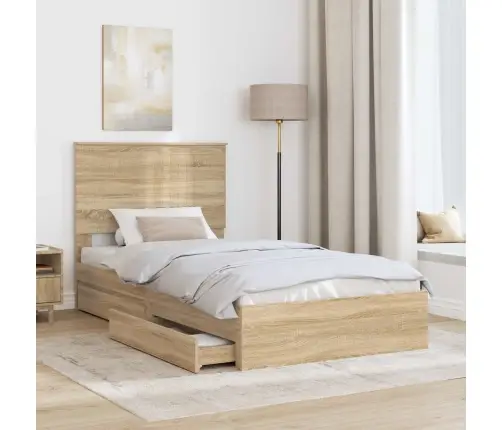 Glabāšanas Gulta Sonoma Ozols 100 X 200 Cm Inženierijas Koks Vidaxl