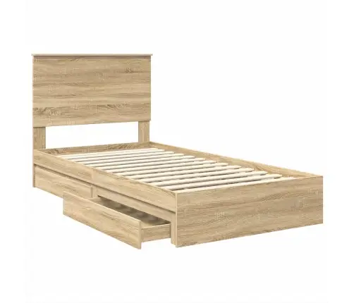 Glabāšanas Gulta Sonoma Ozols 100 X 200 Cm Inženierijas Koks Vidaxl