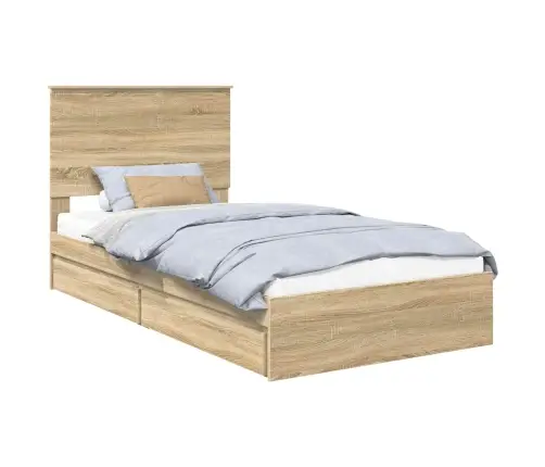 Glabāšanas Gulta Sonoma Ozols 100 X 200 Cm Inženierijas Koks Vidaxl