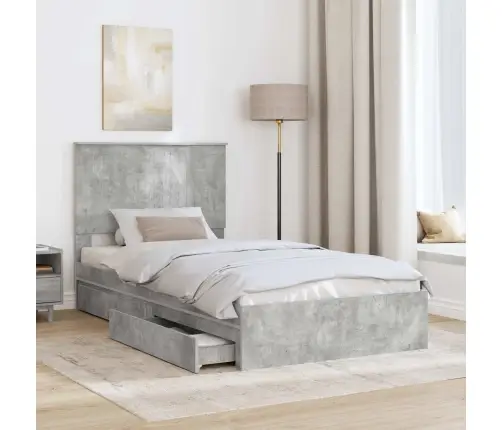 Saugos Lova Betono Pilka 100 X 200 Cm Apdirbta Mediena