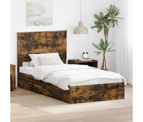 Glabāšanas Gulta Dūmaka Ozols 100 X 200 Cm Inženierijas Koks Vidaxl