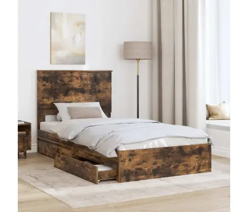 Glabāšanas Gulta Dūmaka Ozols 100 X 200 Cm Inženierijas Koks Vidaxl