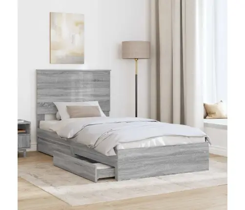 Saugos Lova Pilkas Sonoma 100 X 200 Cm Apdirbta Mediena