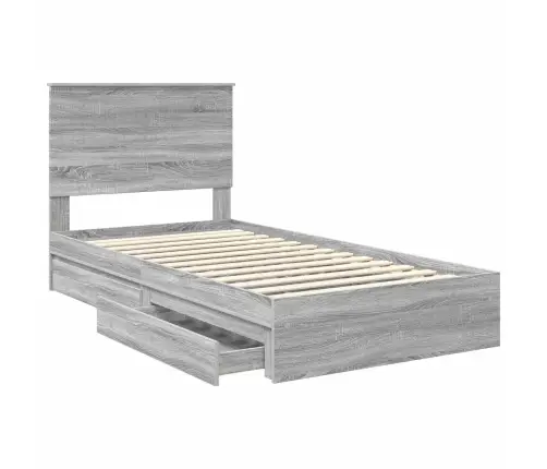 Saugos Lova Pilkas Sonoma 100 X 200 Cm Apdirbta Mediena