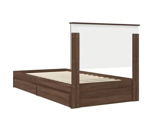 Laos Voodi Peaga Sahtliga Pruun Tamme 100 X 200 Cm Tehispuit