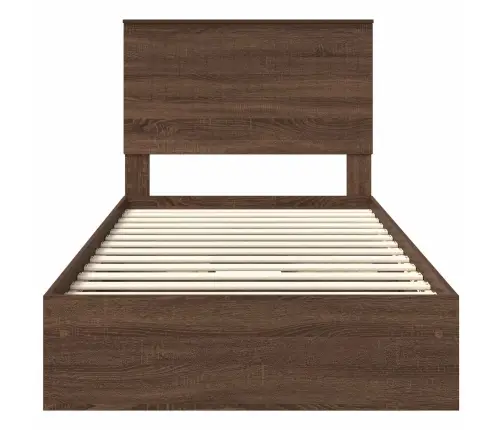 Laos Voodi Peaga Sahtliga Pruun Tamme 100 X 200 Cm Tehispuit