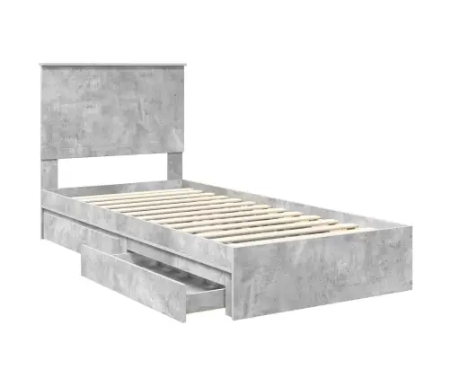 Glabāšanas Gulta Betona Pelēks 90 X 200 Cm Inženierijas Koks Vidaxl