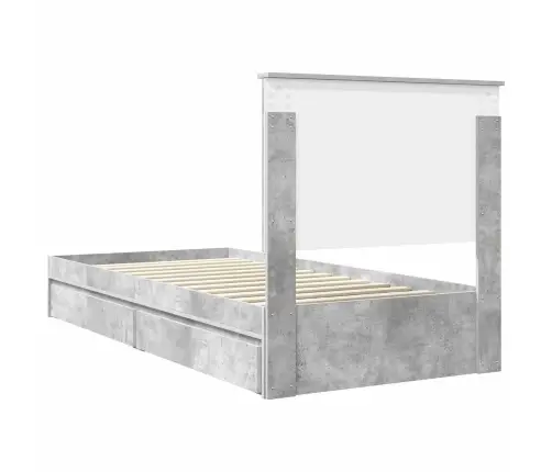 Glabāšanas Gulta Betona Pelēks 90 X 200 Cm Inženierijas Koks Vidaxl