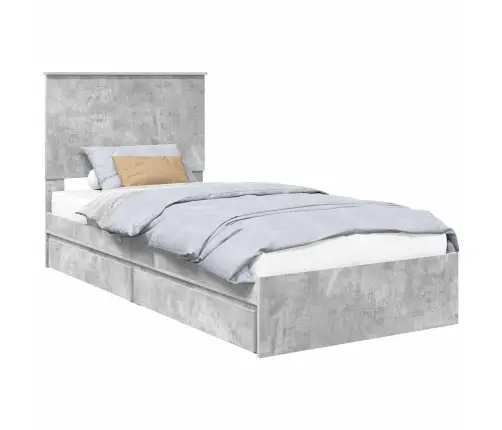 Glabāšanas Gulta Betona Pelēks 90 X 200 Cm Inženierijas Koks Vidaxl