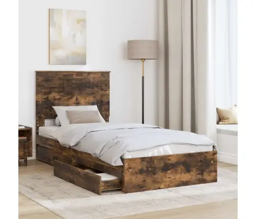 Saugos Lova Rūkyta Ąžuolas 90 X 200 Cm Apdirbta Mediena