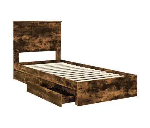 Saugos Lova Rūkyta Ąžuolas 90 X 200 Cm Apdirbta Mediena