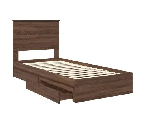 Glabāšanas Gulta Brūns Ozols 90 X 200 Cm Inženierijas Koks Vidaxl