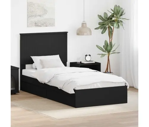 Glabāšanas Gulta Melna 90 X 190 Cm Inženierijas Koks Vidaxl