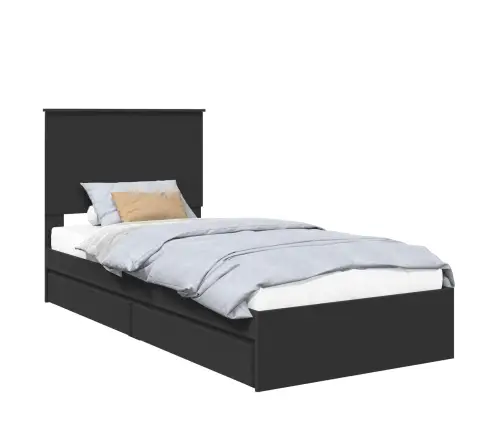 Laos Voodi Peaga Sahtliga Must 90 X 190 Cm Tehispuit