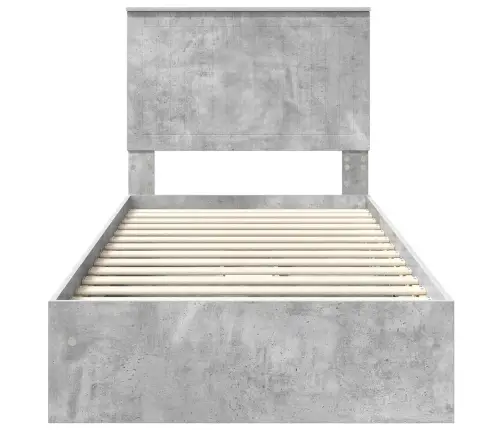 Glabāšanas Gulta Betona Pelēks 90 X 190 Cm Inženierijas Koks Vidaxl