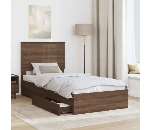 Saugos Lova Rudas Ąžuolas 90 X 190 Cm Apdirbta Mediena