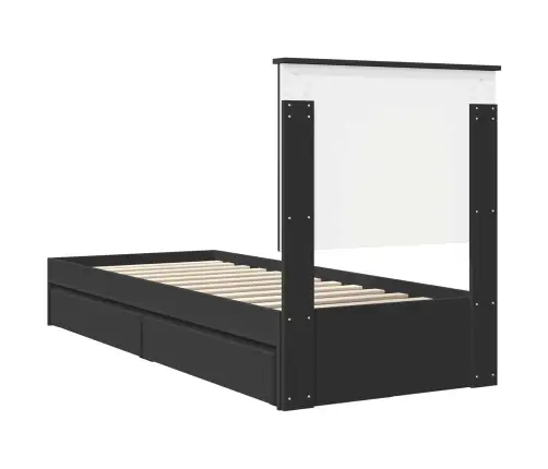 Saugos Lova Su Galvūgalio Juoda 75 X 190 Cm Apdirbta Mediena