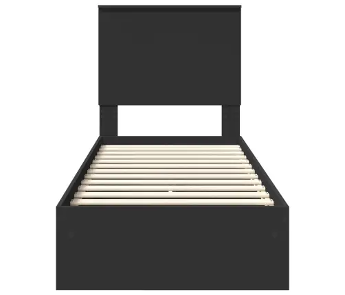 Saugos Lova Su Galvūgalio Juoda 75 X 190 Cm Apdirbta Mediena