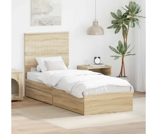 Glabāšanas Gulta Sonoma Ozols 75 X 190 Cm Inženierijas Koks Vidaxl