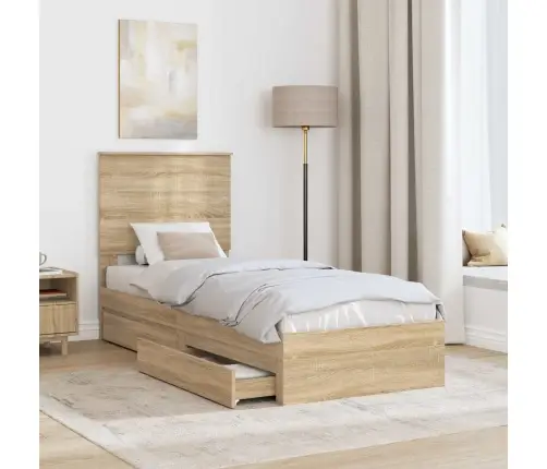 Glabāšanas Gulta Sonoma Ozols 75 X 190 Cm Inženierijas Koks Vidaxl