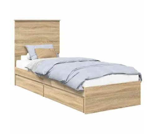 Glabāšanas Gulta Sonoma Ozols 75 X 190 Cm Inženierijas Koks Vidaxl