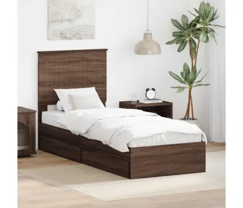 Glabāšanas Gulta Brūns Ozols 75 X 190 Cm Inženierijas Koks Vidaxl